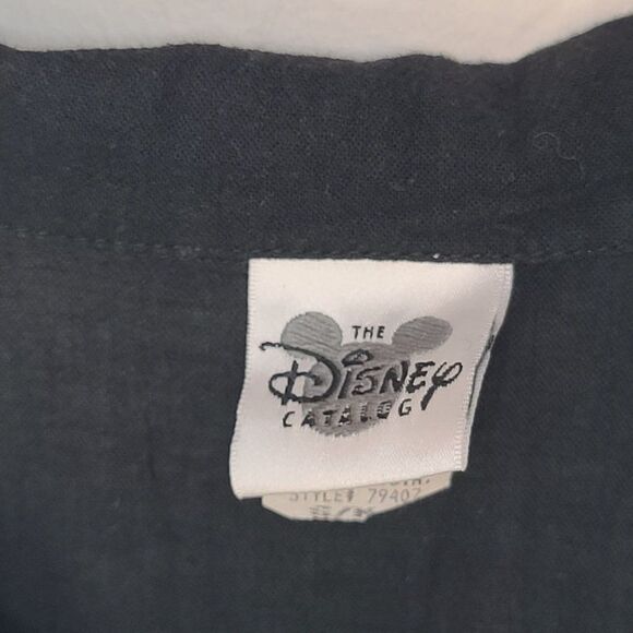 Vintage The Disney Catalog Black Crepe Button Down Top Mickey Mouse Size S/M - Picture 6 of 7